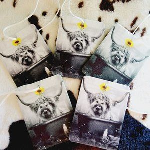 Highland Cow Animal Print Unscented Car Air Freshener 5 Pack